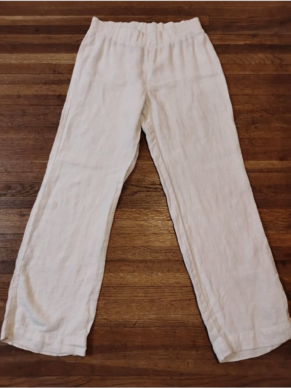 Lilly Pulitzer 100% Linen Pants Pockets Pull On Logo Sz S Casual Resort White